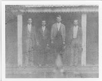  Oldest known picture of Speed brothers of Weakley County, TN. From left to right, is Charles Richard Speed (1855-1889), Henry Lewis Speed (1852-1917), Robert Stuart Speed (1851-1894), George William Speed (1847-1879.) Picture taken on the porch of the old Speed home in Weakley County, TN around 1872.
